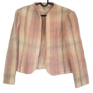 Gregge Sport Mohair Blazer size 8‎ pink plaid Vintage Luxury Old Money